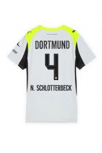 Borussia Dortmund Nico Schlotterbeck #4 Jalkapallovaatteet Naisten Vieraspaita 2025-26 Lyhythihainen